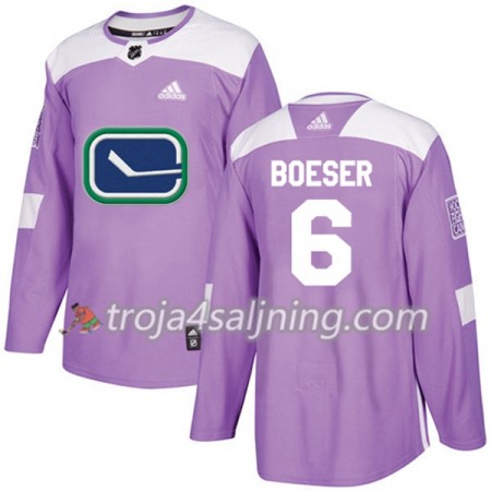 Vancouver Canucks tröja Brock Boeser 6 Adidas 2017-2018 Lila Fights Cancer Practice Authentic - NHL Tröjor Herr